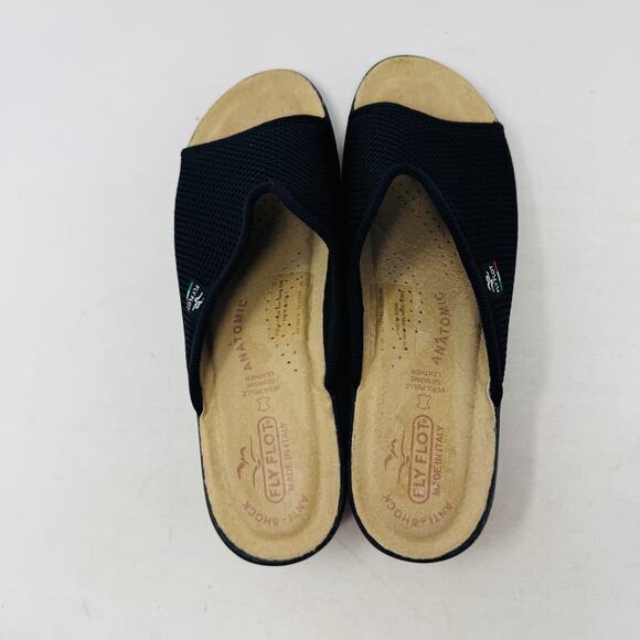 Fly Flot Italy Black Mesh Slide Sandals Comfort Slip-On Shoes Size 40 - Picture 9 of 13
